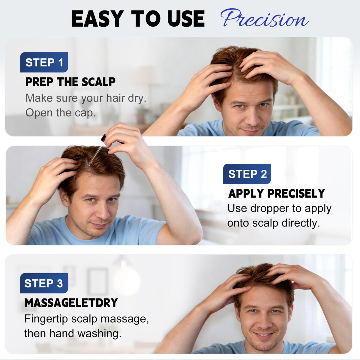 NALIOPI applied to thinning scalp area showing focused absorption benefit