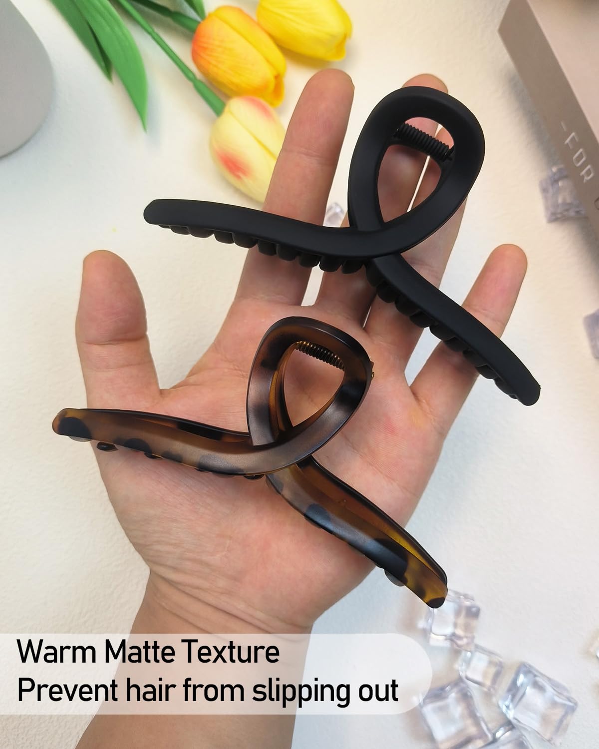 Nalodu clip securing a bun for quick styling and comfortable all-day wear