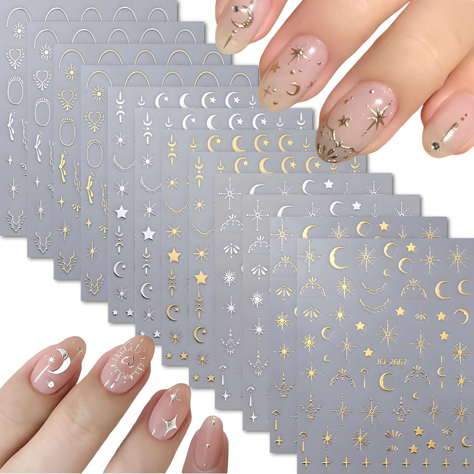 Namrec front packaging showing 12 sheets and metallic moon and star designs, instant decoration