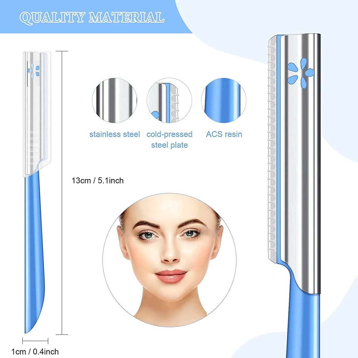 NANAN razor in use on cheek demonstrating gentle exfoliation and softening benefit