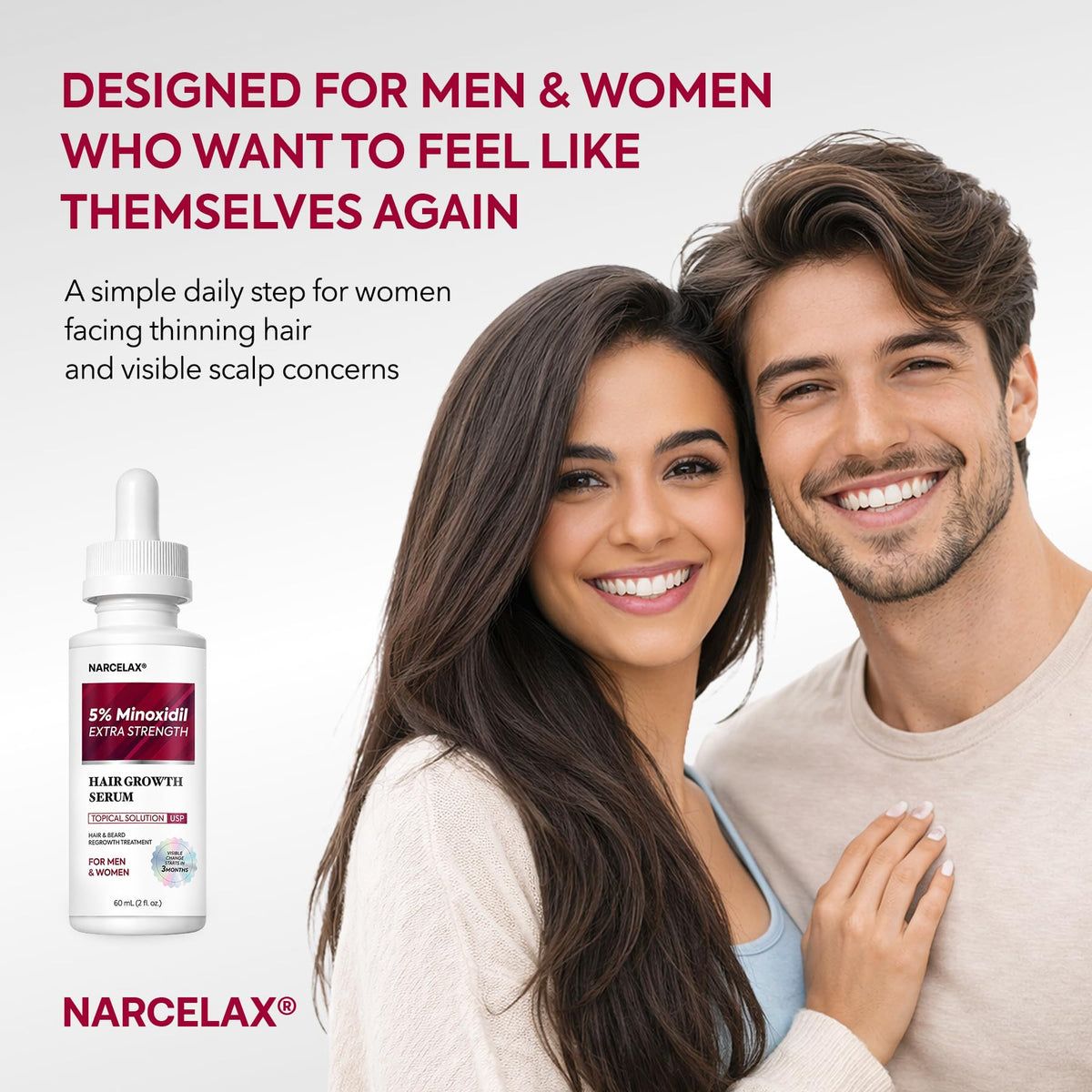 Narcelax ingredients label showing minoxidil and biotin for transparency benefit
