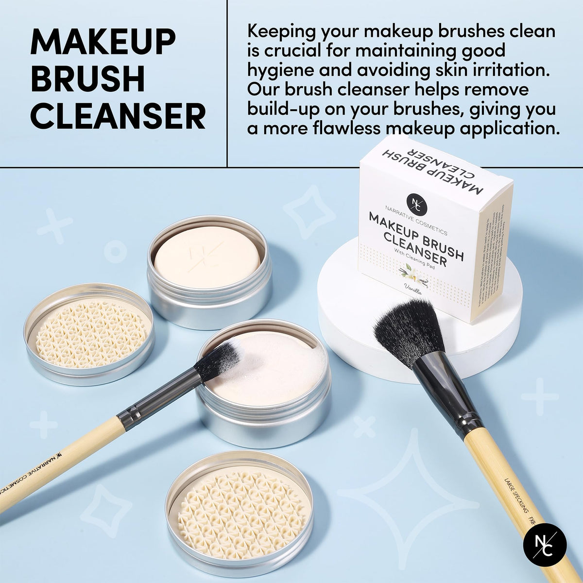 Narrative Cosmetics lather on brush demonstrating gentle conditioning from plant oils
