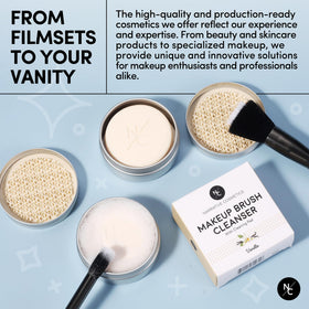 Narrative Cosmetics tin beside pouch showing travel size and convenient storage