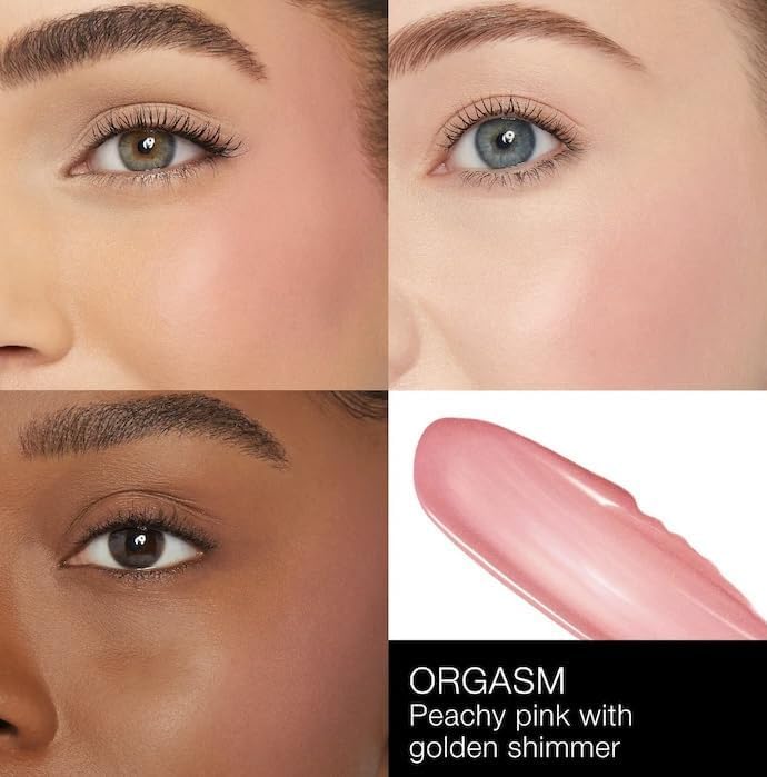 NARS Afterglow texture close-up showing silky liquid-cream and luminous golden shimmer