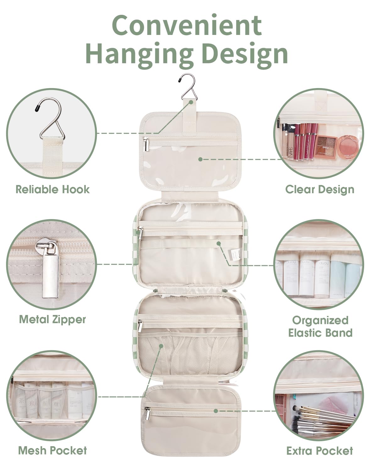 Narwey holding brushes and cosmetics keeps makeup tools tidy and protected