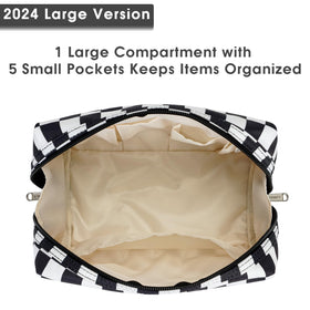 Narwey bag in use with brushes and cosmetics demonstrating easy access