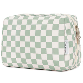 Narwey front view mint checkered bag showing compact organized profile