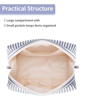 Narwey open main compartment with makeup and travel-size bottles organized for easy access