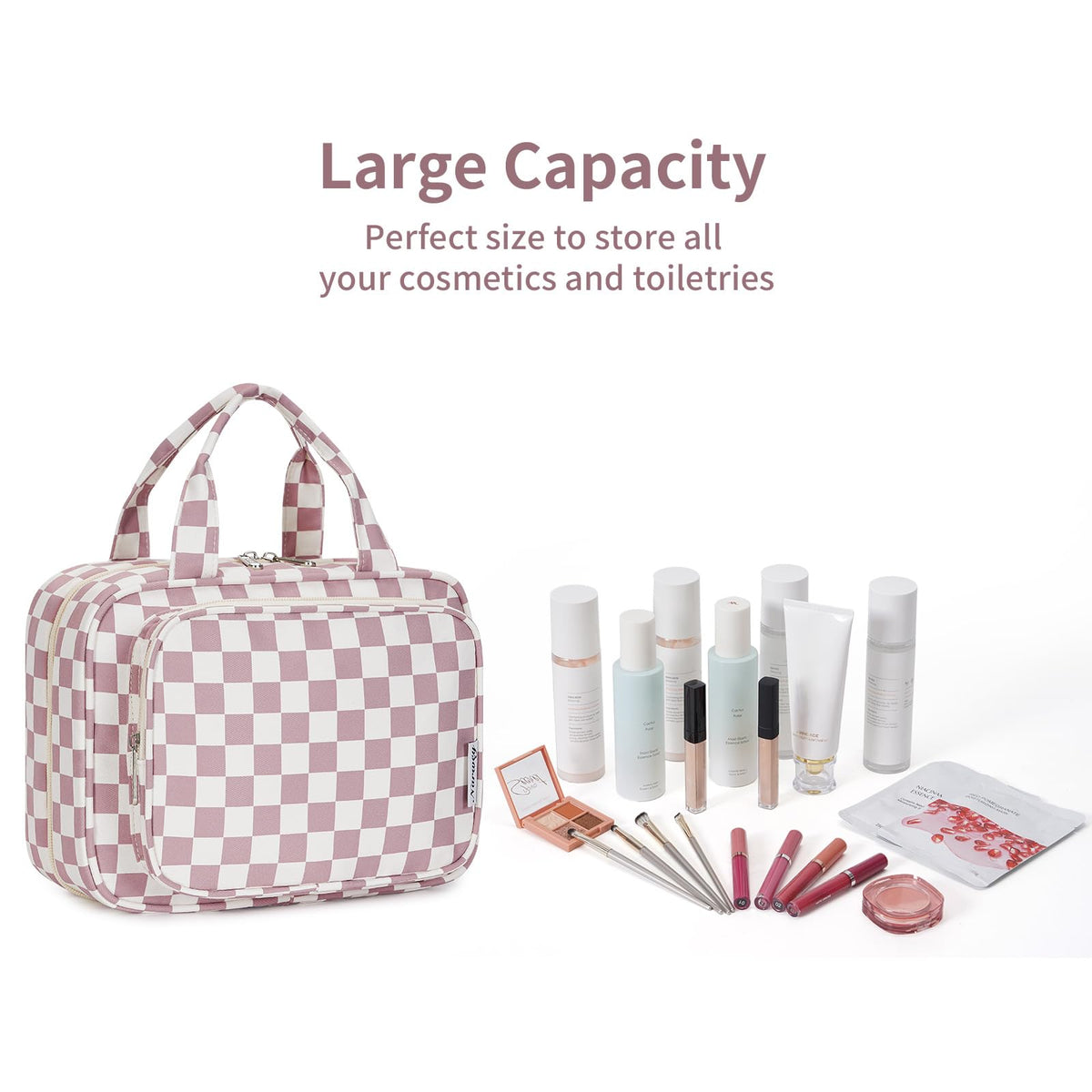 Narwey packed with travel toiletries shows capacity and organization