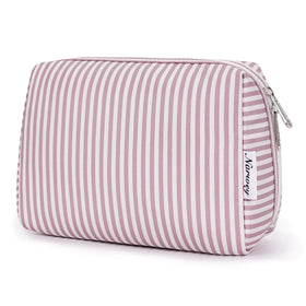 narwey dusty rose front view organizer showing striped design and zipper, stylish protection