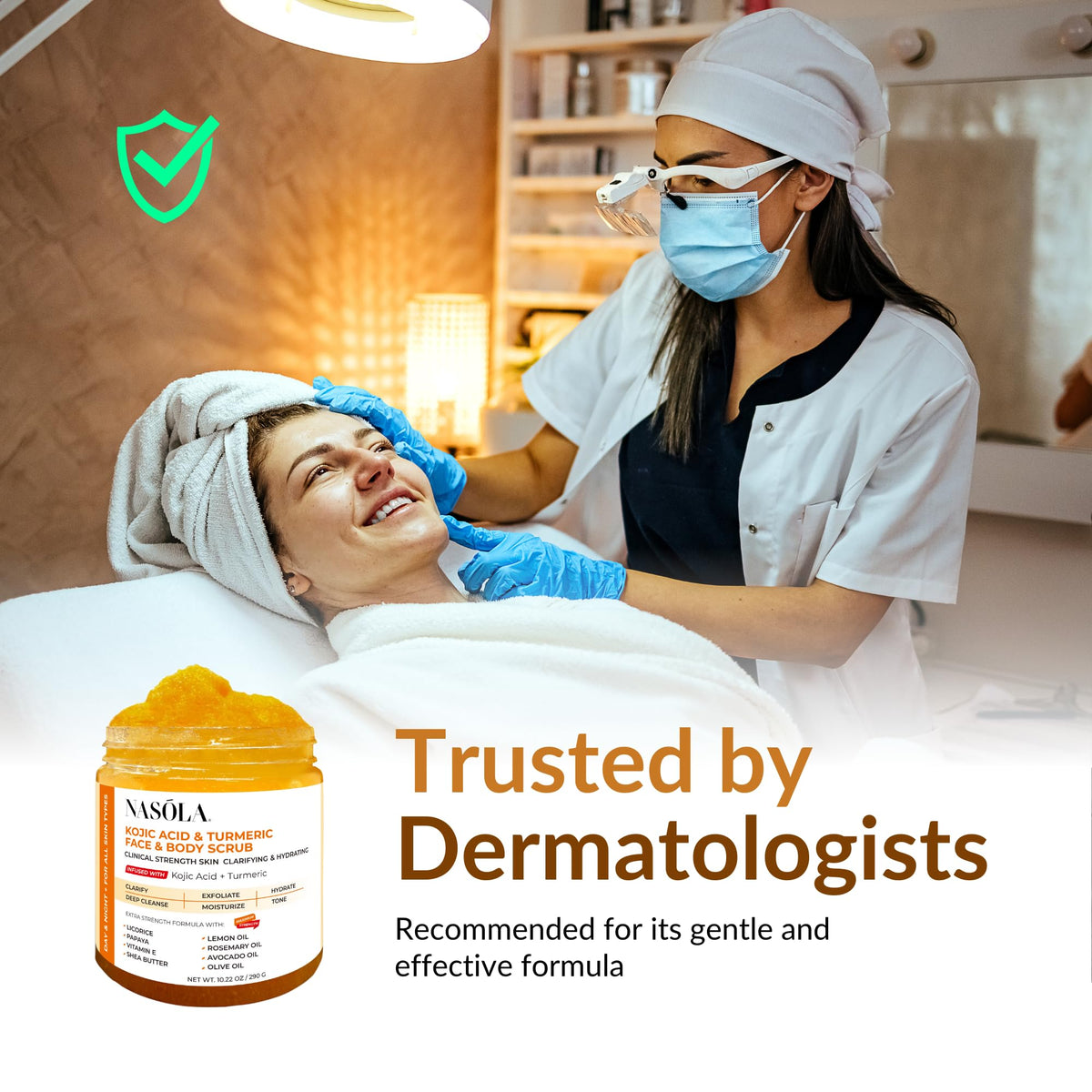 Nasola before and after skin areas illustrating improved texture without harshness