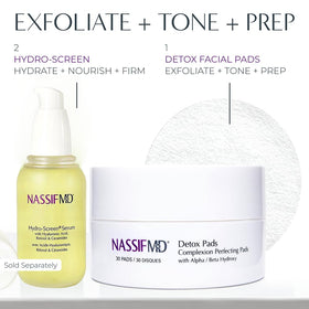 NassifMD ingredient label close-up showing active acids and antioxidants