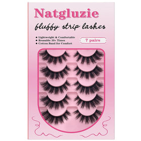 Natgluzie front packaging showing 7 pairs and cat-eye shape for versatile looks