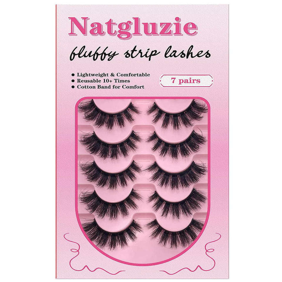 Natgluzie front packaging showing 7 pairs and cat-eye shape for versatile looks