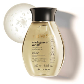 Nativa SPA bottle front view showing vanilla oil and elegant packaging benefits hydration