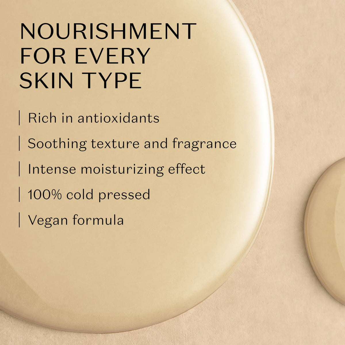 Nativa SPA oil texture drop on fingertip showing non-greasy absorption benefit