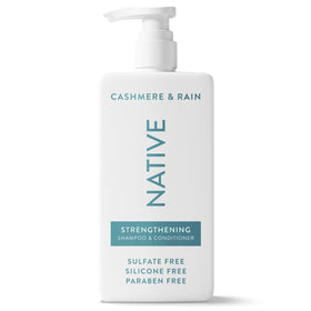 Native front bottle shot showing the 2-in-1 Cashmere & Rain and clear benefit