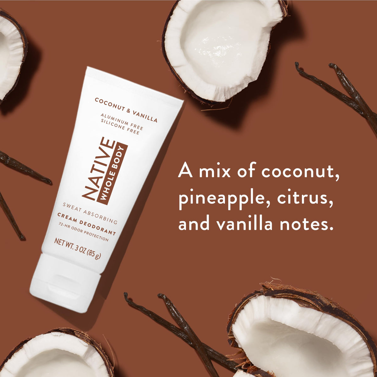 Applying Native cream to underarm with fingers, demonstrating gentle, even coverage