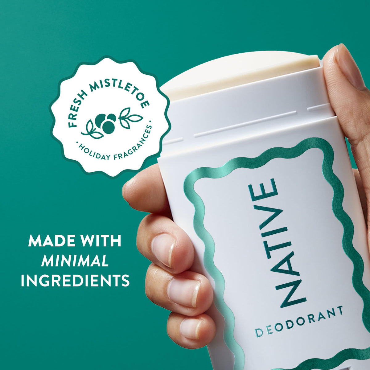 Native deodorant being applied to skin demonstrating quick, non-greasy protection
