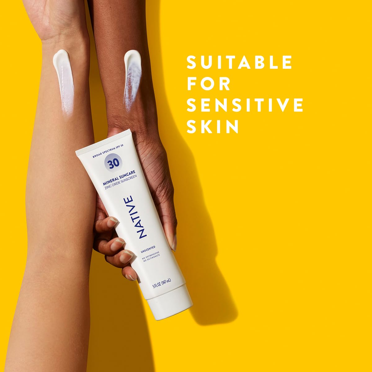 Native being applied to forearm demonstrating easy absorption and even coverage