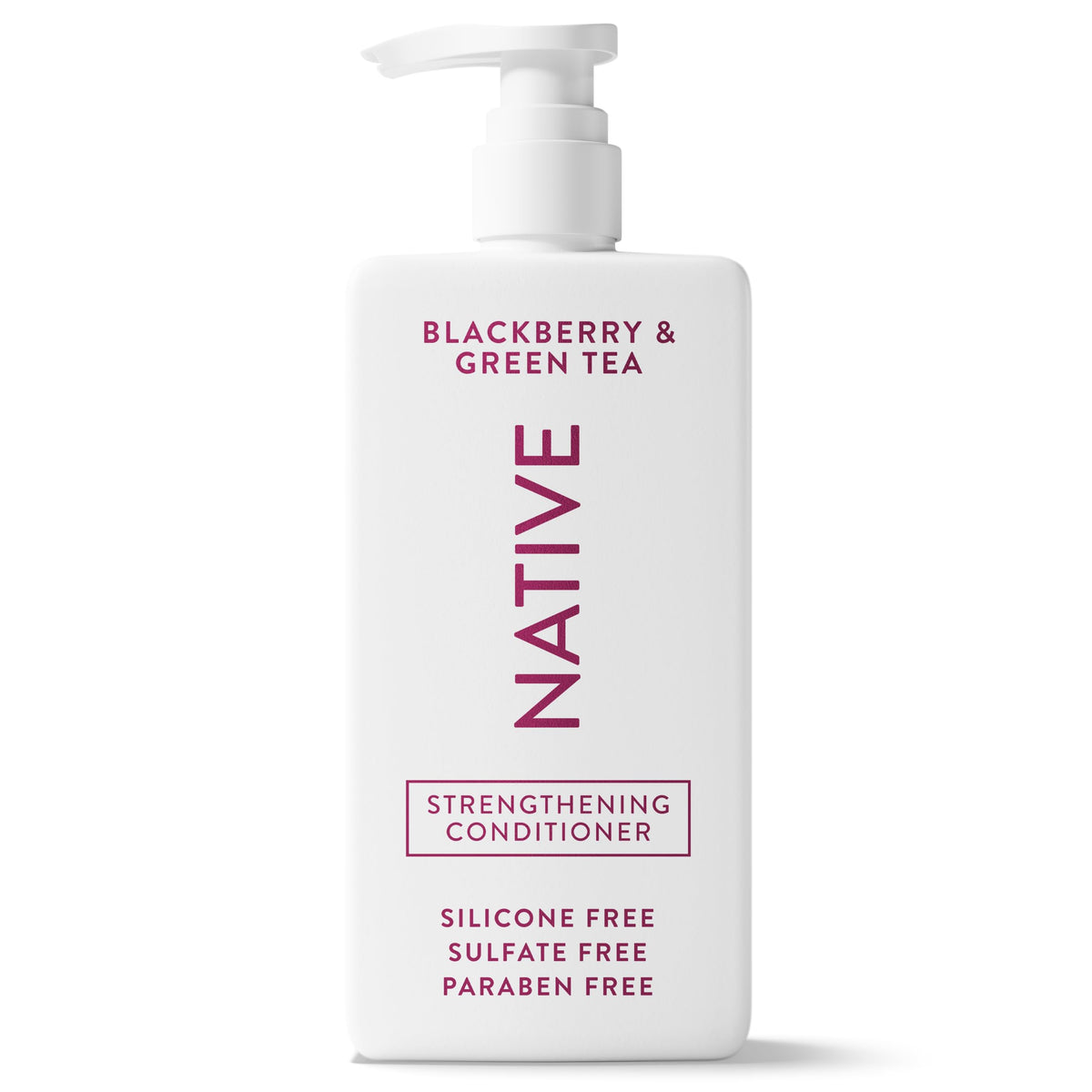 Native bottle front packaging showing blackberry green tea scent and size