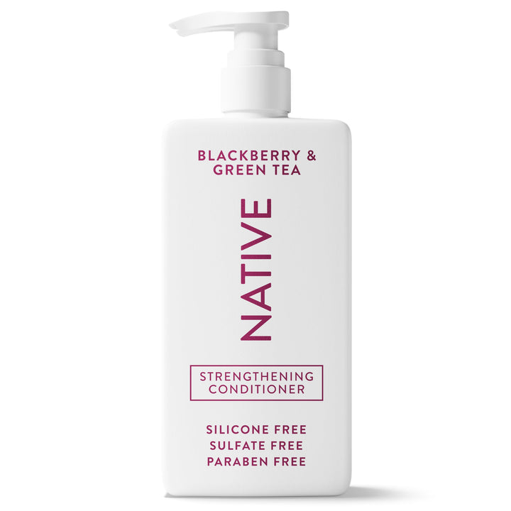 Native bottle front packaging showing blackberry green tea scent and size