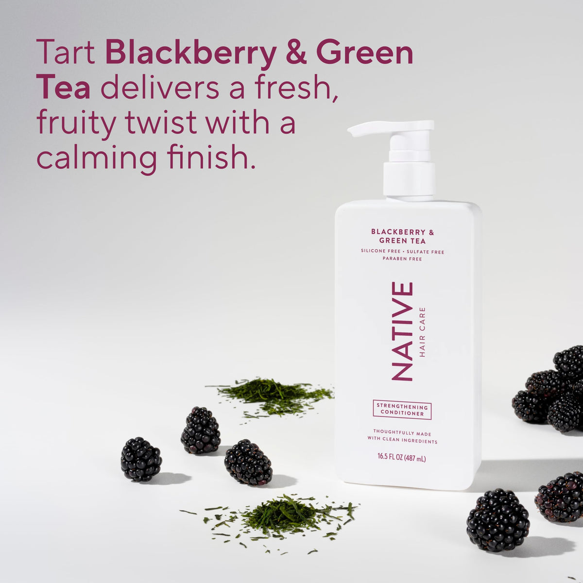 Native conditioner paired with strengthening shampoo to show complementary use