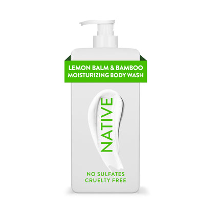 Native front-facing 18 oz bottle showing lemon balm and bamboo scent benefits