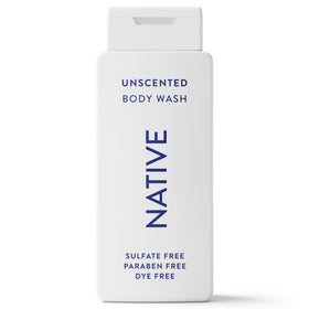 Native front label showing bottle and clean branding, benefits of gentle cleanse