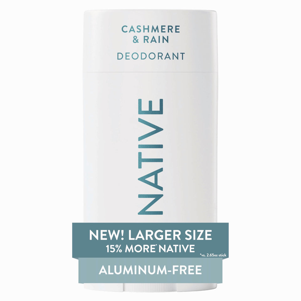 Native Cashmere & Rain front packaging showing large stick and branding for clear identification and benefit