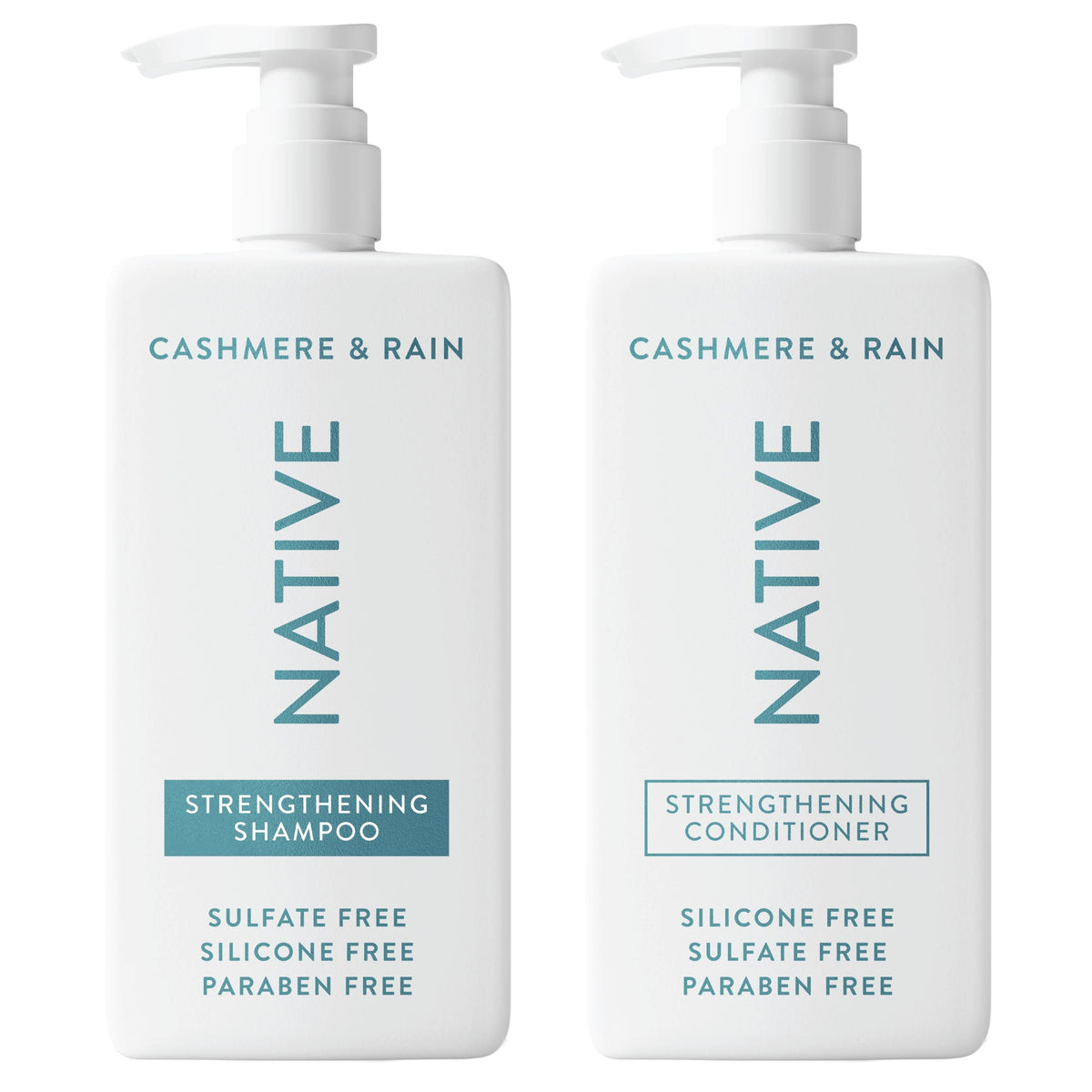 Native front packaging showing shampoo and conditioner set, clear presentation and benefit