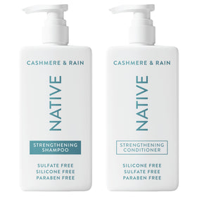Native front packaging showing shampoo and conditioner set, clear presentation and benefit