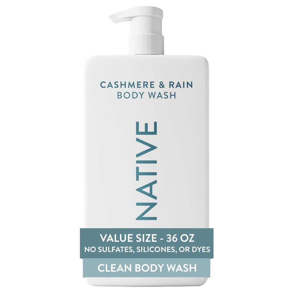 Native 36 oz pump bottle front view showing size and easy dispensing