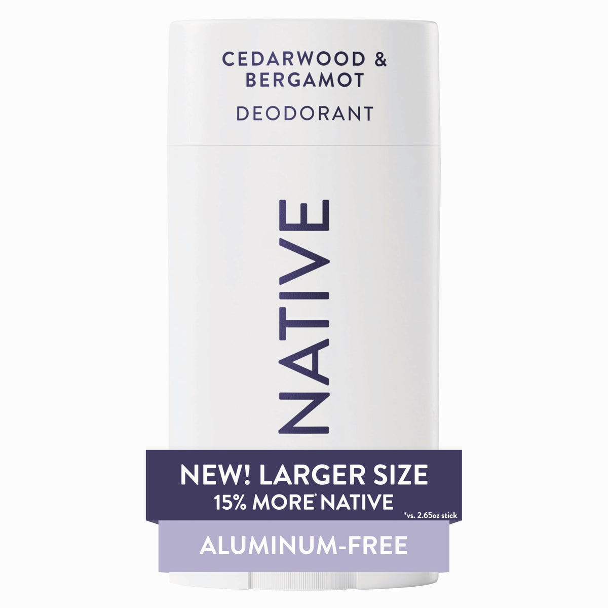 Native deodorant front packaging showing cedarwood bergamot benefits