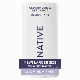 Native deodorant front packaging showing cedarwood bergamot benefits