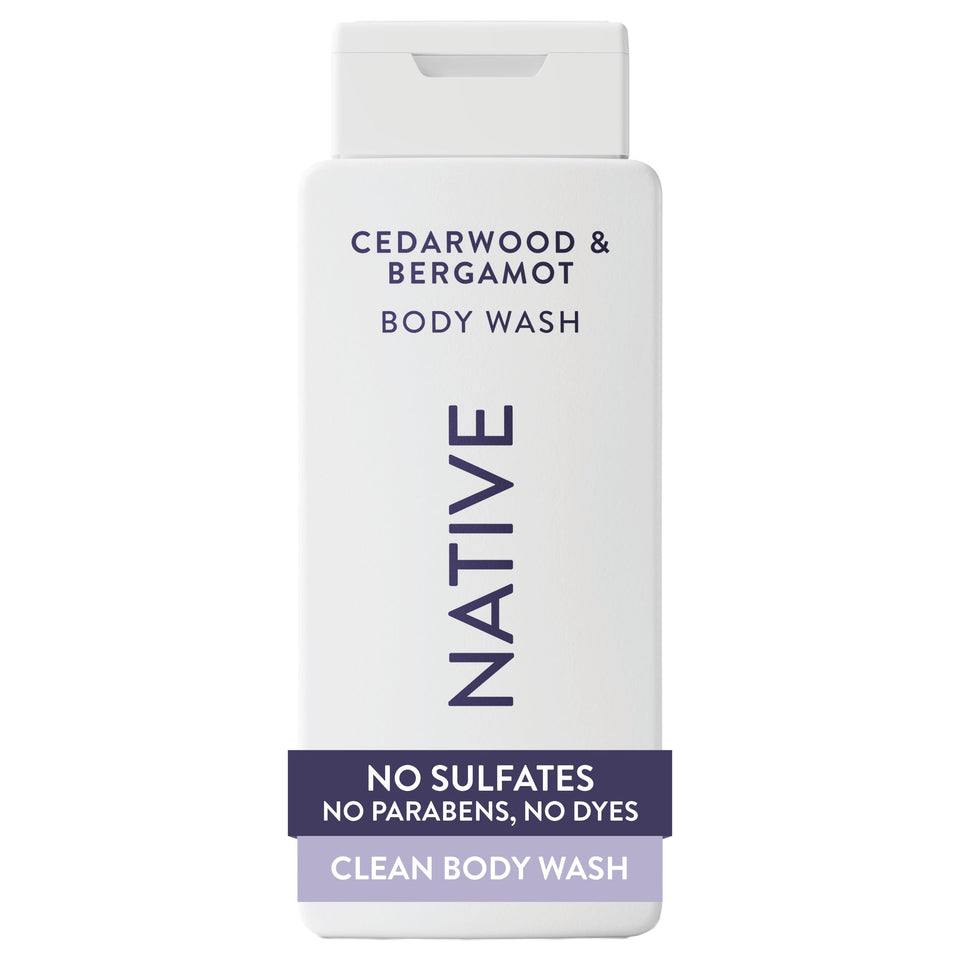 Native cedarwood & bergamot front packaging showing product and brand