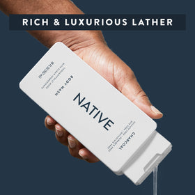 Native body wash texture poured to show creamy, hydrating formula and gentle cleanse