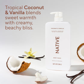 Native back label highlighting ingredients and sulfate-free benefit