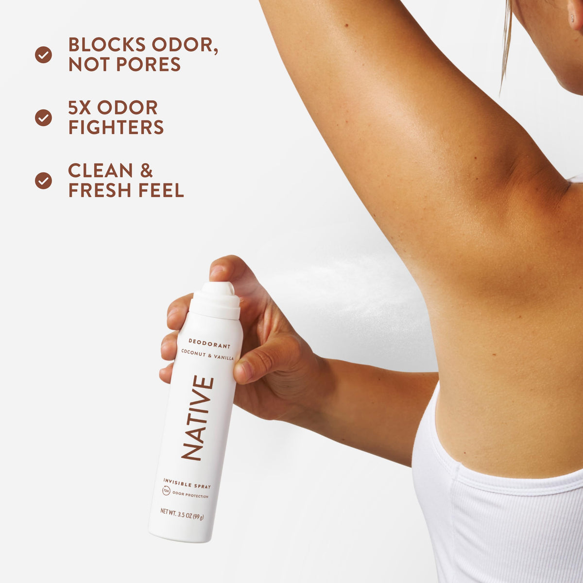 Chest-spray application of Native for all-over refreshing scent