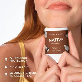 Close-up of Native deodorant texture highlighting creamy glide and clean ingredients