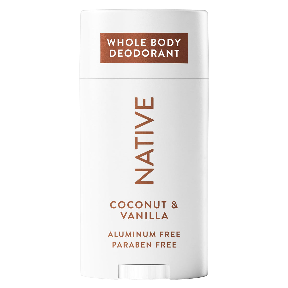Native front packaging showing coconut and vanilla scent, highlights long-lasting protection