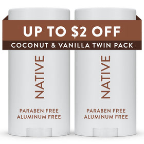 Native front packaging showing twin pack and scent benefits