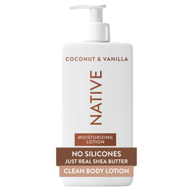 Native bottle front pump showing label and clean formula benefits