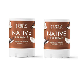 Native coconut & vanilla ingredient label highlighting aluminum-free formulation