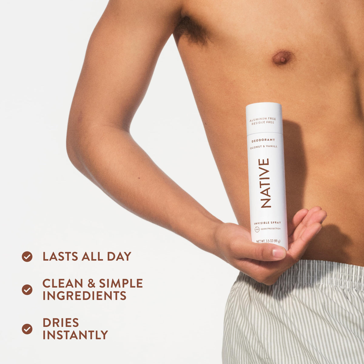 Native held in hand to show 3.5 oz size and travel-friendly benefit