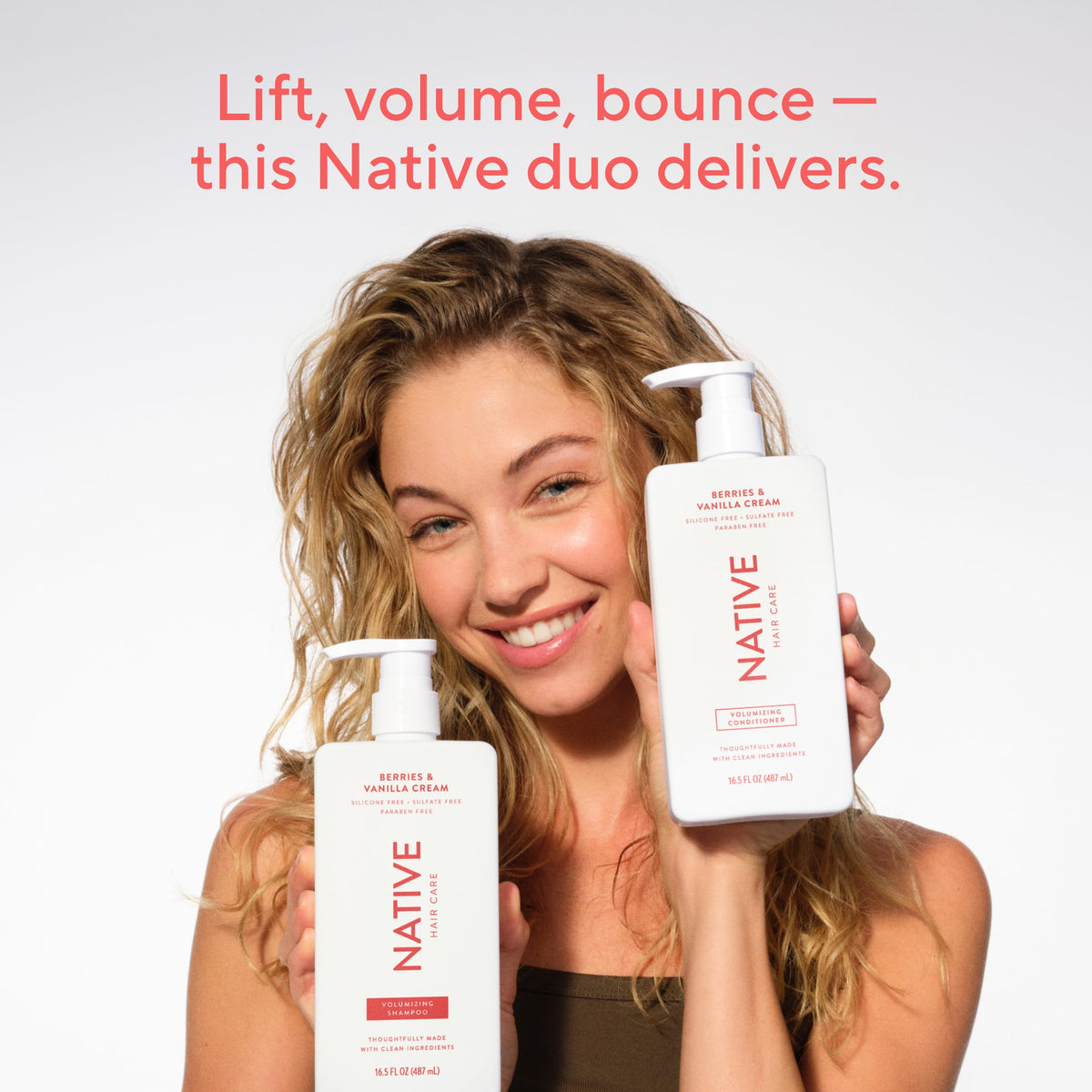 Native conditioner bottle side profile emphasizing 16.5 fl oz size
