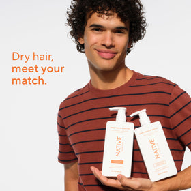 Native conditioner paired with shampoo to show complementary routine benefits