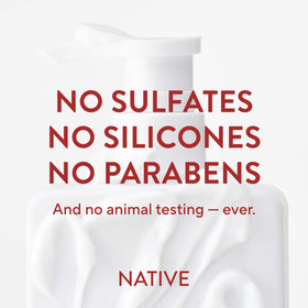 Native bottle beside a ruler showing 16.5 fl oz scale and value benefit