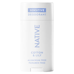 Native front packaging showing cotton & lily scent and aluminum-free benefit