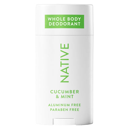 Native front packaging showing cucumber and mint scent and aluminum-free benefit